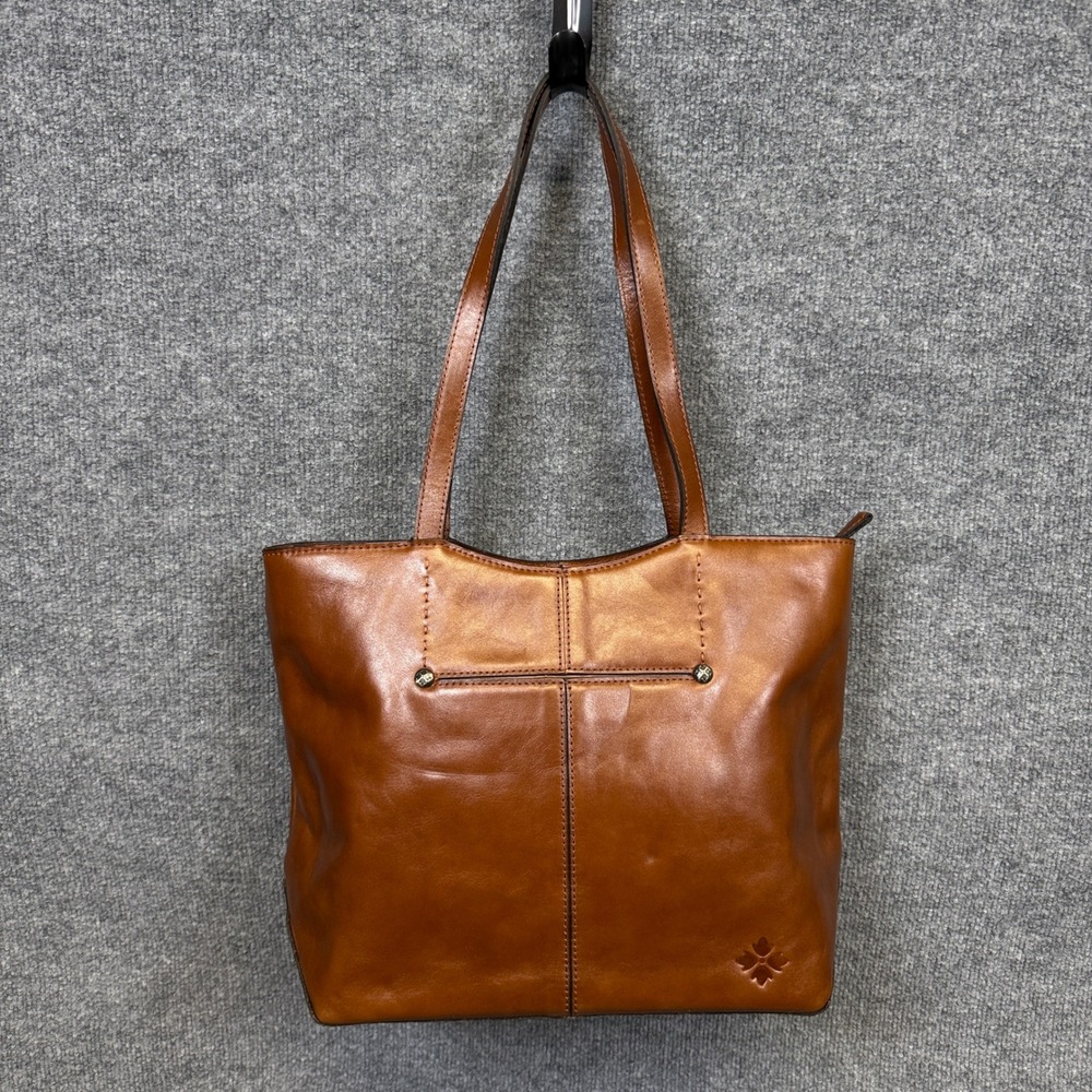 Patricia Nash Large Tote Bag Brown Cognac Leather Inner Pocket Travel Purse